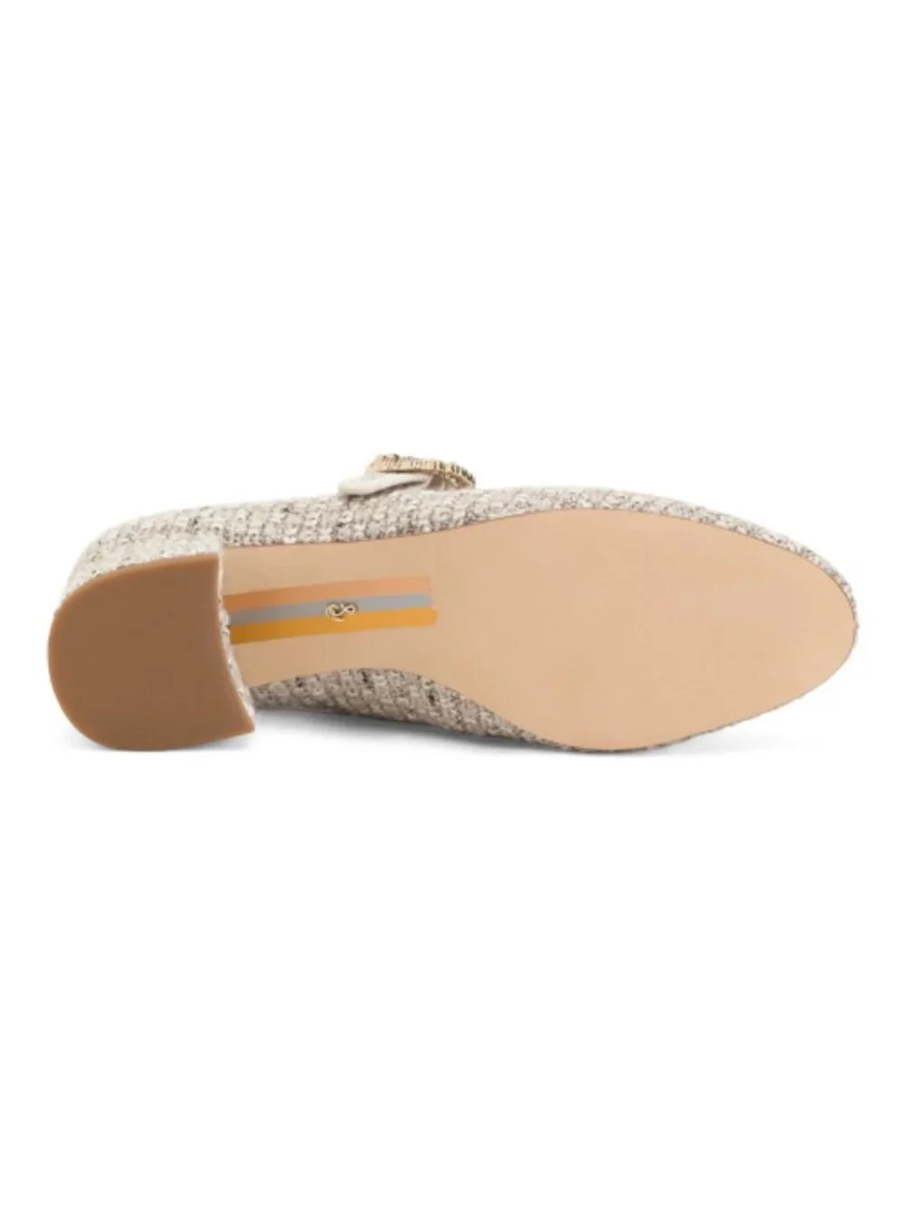 Sam Edelman Cream Tweed Mary Jane Block Heel with Jewel Buckle - Picture 3 of 4